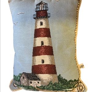 Riverdale Tapestry Lighthouse Decorative Throw Pillow Rope Border Rectangular